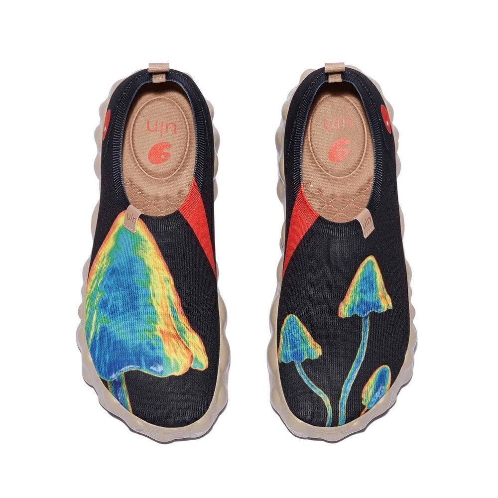 UIN Women's Walking Shoes Slip On Casual Wide Toe Sneaker (Mysterious Plant 2)